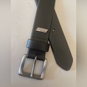 Dickies Genuine Leather Belt Smooth Black Silver Buckle Waist Size 40